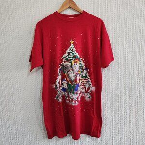 Vintage 90's Christmas Dog Tree Single Stitch T-Shirt in Red 3X